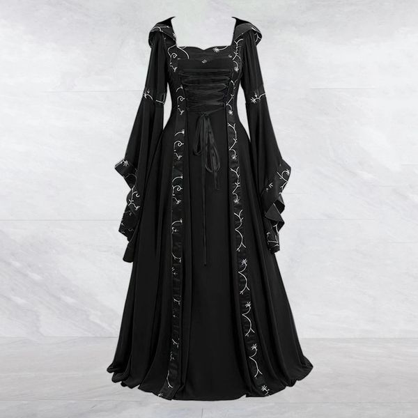 Robes de soirée Vintage Renaissance médiévale gothique Auntumn Cosplay Floorlength Princess Hoodies Flare Sleeve 2023 221203