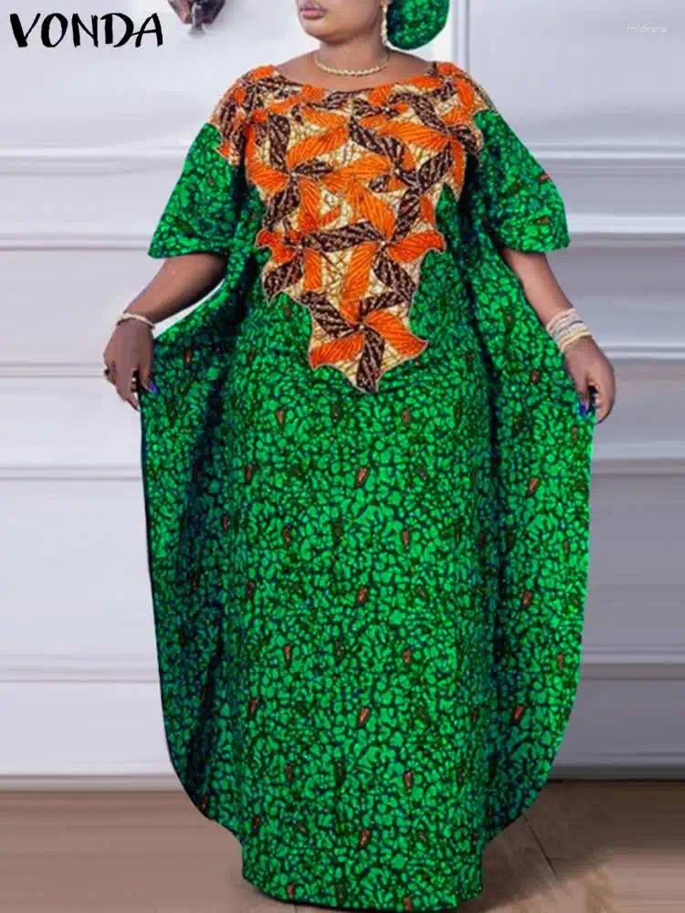 Robes de fête Vonda Femmes Habille 2024 SUMBRE DROP SUMBRE BOHEMIAN IMPRIMÉ MAXI LONG ROBE FEMME VERSTIDO DE SHEUDE DE BAU