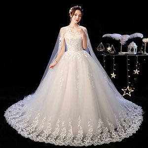 Feestjurken trouwjurk 2023 Nieuwe Elgant Court Train Lace Broidery Princess Vintage Wedding Desse Plus Szie trouwjurken 0408H23