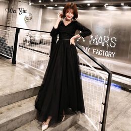 Vestidos de fiesta Weiyin 2024 Long Formal Evening Black Women's Elegant V-Charllewe Sequine Gowns WY1273