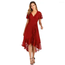 Robes de soirée en gros robe de soirée en dentelle bordeaux 2024 goutte femmes robes de bal de mariage robe de fête