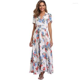 Robes de soirée Witbuy Floral longues femmes robe d'été Boho imprimer plage robe d'été avec taille définie col en V robes de soirée 2023