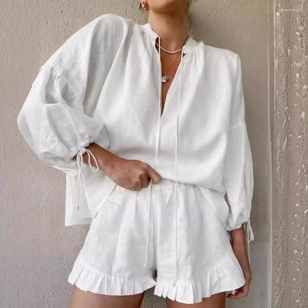 Robes de fête femme décontractée coton blanc en vrac 2 pièces sets de femmes