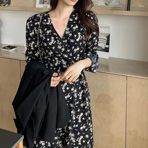 Robes de soirée femme robe d'été en mousseline de soie imprimé Floral col en V demi manches décontracté robes goutte vente GSFS89710