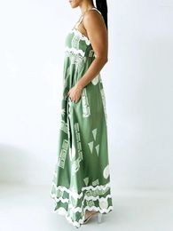 Robes de fête Femmes 2024 Robe d'été Souchée sans manches Rickrack Flowy Maxi Spaghetti Strap Swing Swing Swing