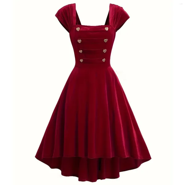 Robes de soirée femmes élégant bouton gothique Vingate Robe sans manches Pin Up rétro Robe 60 s 50 s Rockabilly Swing robes