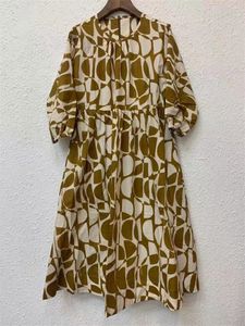 Robes de fête Femme Géométrique Imprimé à manches courtes Robe de coton Tempérament de coton O-cou 2024 Printemps d'été