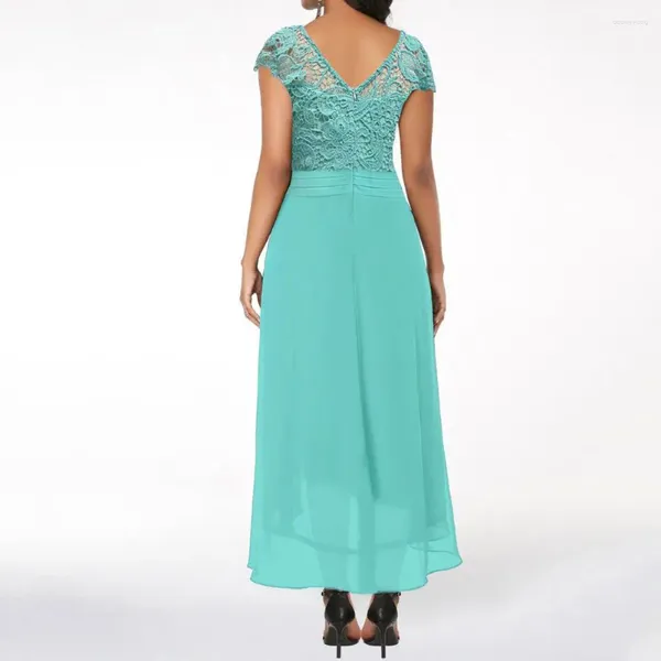 Robes de soirée femmes robe mi-longue exécution exquise soirée en dentelle élégante avec taille ceinturée au dos en forme de V pour le bal