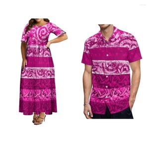 Feestjurken Aangepaste damesjurk Grote zoom Hoge kwaliteit Lange casual losse paarset Zomershirt met korte mouwen Polynesië