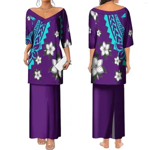 Robes de soirée Robe à col en V pour femmes Puletasi Conception de tribu polynésienne hawaïenne Personnalisation de soutien