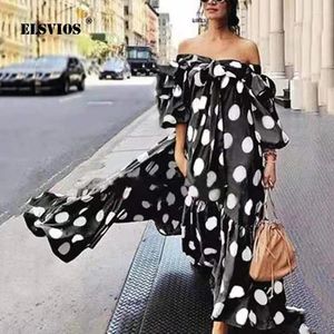 Robes de fête Femmes sexy tube à épaules épaules Top Bowknot Bohemian Maxi robe décontractée Dots imprimées