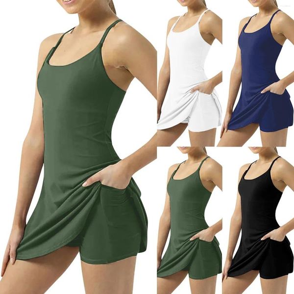 Vestidos de fiesta Mujeres Vestido de tenis Ejercicio de entrenamiento con sujetadores incorporados Pantalones cortos atléticos para