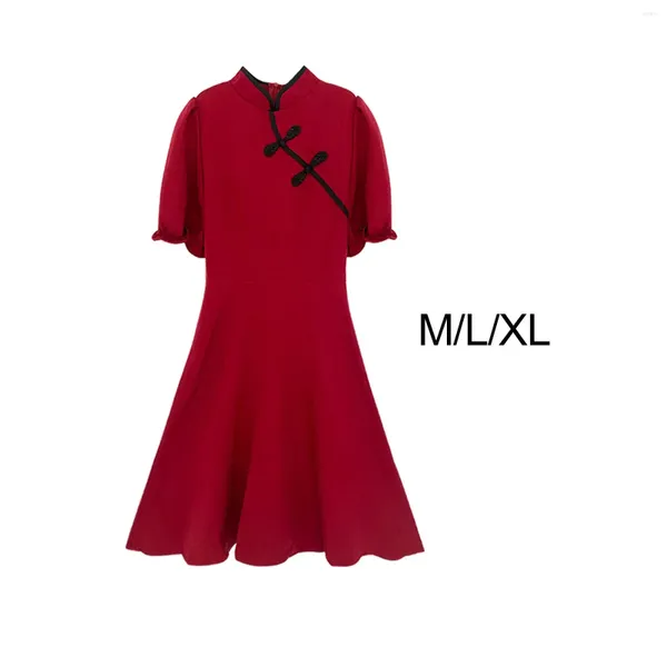 Robes de fête pour femmes robe smock longueur de genou swing tendance qipao amélioré cheongsam midi pour les vacances anniversaire