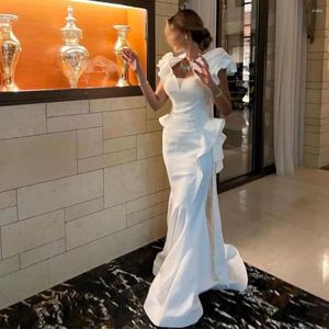 Feestjurken Xijun White Dubai Mermaid avond gelaagde ruches plooien ruches v-neck saoedi-Arabische vrouwen formele prom-jurken 2024