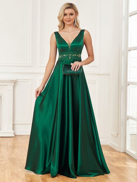 Robes de fête xuibol sirène sirène en Ve élégant robe de soirée en satin femme émeraude green green robe de fête