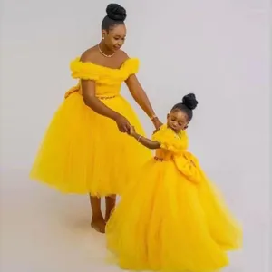 Vestidos de fiesta Amarillo africano africano fuera del hombro. Vestidos de mujeres de la longitud de las mujeres.