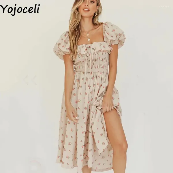 Vestidos de fiesta yoJoceli Elegante estampado floral Vestido largo Women Summer Beach Casual Vestidos Cool Sexy Daily