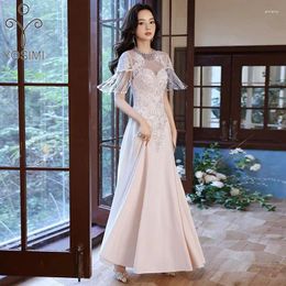 Robes de fête Robe Cheongsam Yosimi-chinois pour femmes Blanc à manches courtes à manches courtes à manches A-line élégant été élégant