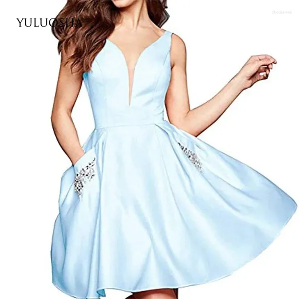 Robes de fête Yuluosha Prom Sleevel Sleeved Poches Pockets Ball Robe Vestidos de Fiesta Largos Elegance Gala Femmes Élégant Robe