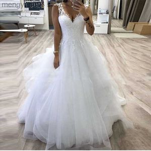 Party Dresses ZJ9210 V-neck Princess Ball Gown Wedding Dress With Tiered Tulle Skirt White Customize Bride Dress Winter Bridal Gowns 2023 T230502