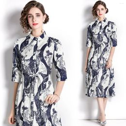 Robes de fête Zuoman Femmes Summer Elegant Dress Shirt High Quality Long Office Cocktail Robe Femme Vintage Designer Vestidos A-Line