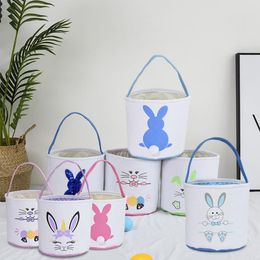 Party Pasen mand canvas emmers gepersonaliseerde payters bunny gift bags konijnenstaart draagtas 8 stijlen mix SN6183