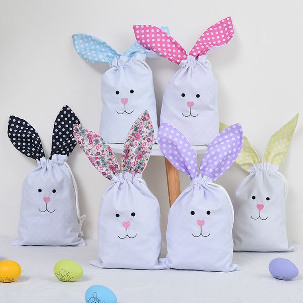 Party Easter Bunny Pouch Sacs avec des oreilles de lapin Pâques Lapin Sacs fourre-tout Sacs-cadeaux de Pâques pour les enfants en gros wll1900