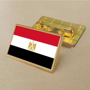 Pin de bandera egipcia para fiesta, medallón Rectangular dorado recubierto de Color de Pvc fundido a presión de Zinc, 2,5x1,5 cm, sin resina añadida