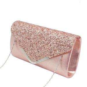 Party Umschlag Design Kette Luxus Schulter Handtasche Mode Shiny Diamant Synthetische Leder Clutch Bag Women245V