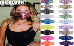 Party Face Mask Bling Sequin Wedding Shiny Sparkly paillettes Sequins Washable Design Masks 19 styles KKA81209018909