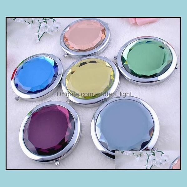 Favor de fiesta 10 colores Cristal Espejo compacto Logotipo Impresión Grabado Cosmético Lupa Maquillaje Regalo de boda para invitados D Entrega de gota Otlfy