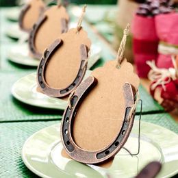 Party Favor 10 pc's Good Lucky Horseshoe Card Wedding Gunsten met Kraft -tags voor vintage decor