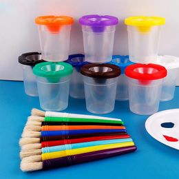 Party Gunst 10 Sets Brush Water Cup Reinigingsgereedschap Brusha Graffiti Leveringen spullen schilderen Pen wassen Accessoire