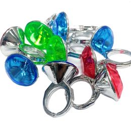 Feest gunst 100 pc's plastic diamanten meisje ring joch cadeau