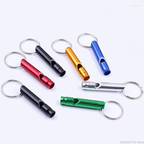 Party Favor 1000 pcs en plein air sécurité survie d'urgence sifflet porte-clés en alliage d'aluminium en métal pour la randonnée camping mélange couleur