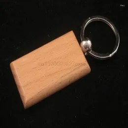 Party Favor 100pcs Blank Wooden Key Chain Gift Promotion rectangle sculpture Customation Ring Wood présente