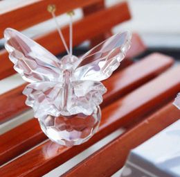 Party Favor 100pcs K9 Crystal Butterfly Figurines Mariage Favors Anniversaire avec boîte cadeau Cadeaux de baby shower