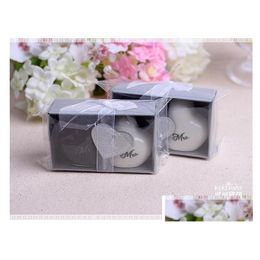 Party Favor 100PCS / LOT100PCSIS50PAIRSMR. Mme Heart Ceramic Salt Pepper Shakers Mariage Favors