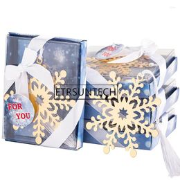 Party Favor 100pcs Snowflake Bookmarks Winter Flower Pendant Cadeaux Tassel Favors Thanksgiving Yirding Birthday Gift with Box