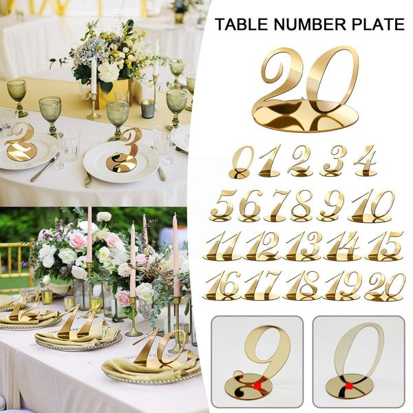 Favor de fiesta 10 Uds 1 10 11 20 números acrílicos números de mesa DIY romántico oro cartel asiento tarjeta para boda cumpleaños decoración A2B9 230603