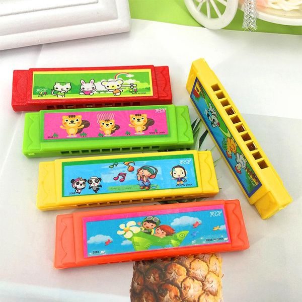 Party Favor 10 pièces faveurs pour enfants 5 trous Harmonica débutant Instrument à vent musique Mini cadeaux Pinata jouet 9x2.5cm