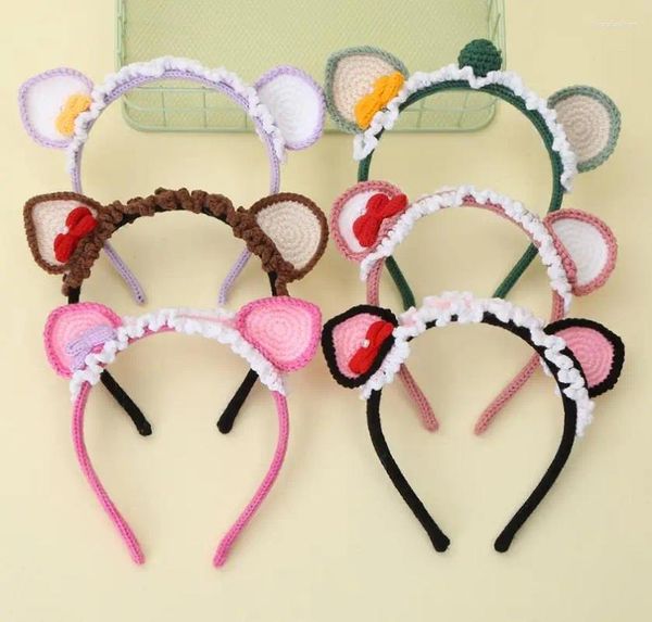 Party Favor 10pcs Crochet Tricoté Bandeau Anniversaire Cadeau De Noël Dessins Animés Mignons Oreilles D'animaux Bandes De Cheveux Princesse Costume Props