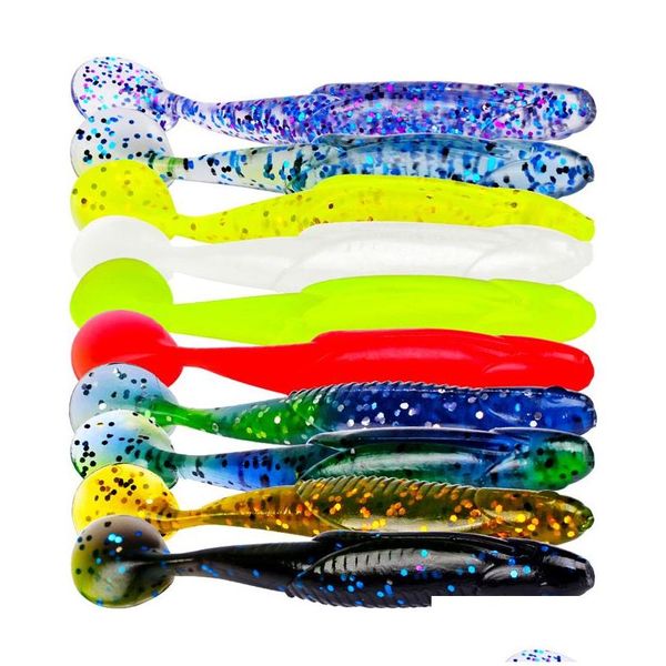 Party Favor 10pcs / lot 9.5cm / 6g 10 couleurs ver leurres en plastique faveur de fête swimbait wobblers appâts souples leurre de pêche artificiel basse tackle dhdtu