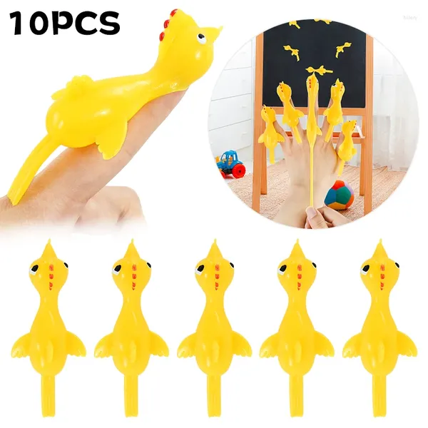 Party Favor 10pcs mini-poulet jaune catapulte jouet amusant en plastique souple décompression shoting toys des cadeaux d'anniversaire de la journée des enfants