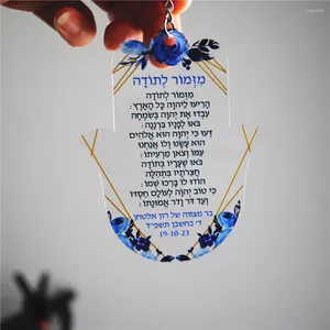 Party Favor 10pcs cadeau personnalisé pour invité de mariage arabe hébreu invitation Hamsa acrylique porte-clés avec barre d'anneau / Bat Mitzvah nom personnalisé