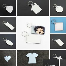 Party Favor 11 Styles Sublimation Vierge Diy Porte-clés Divers Mdf Pendentifs Clés En Bois Transfert Thermique Porte-clés Double Face Blanc Gi Dhm8L