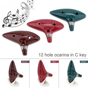 Party Favor 12 holes Ocarina keramische alto -middentoon C Flute Instrument Rood Green Bruin