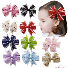 Feest gunst 120 stcs baby grosgrain lint bogen met clip 8x8cm meisjes kinderen spook pompoen kinderen meisje pinwheel haar clips haarspeld acc dh1sv