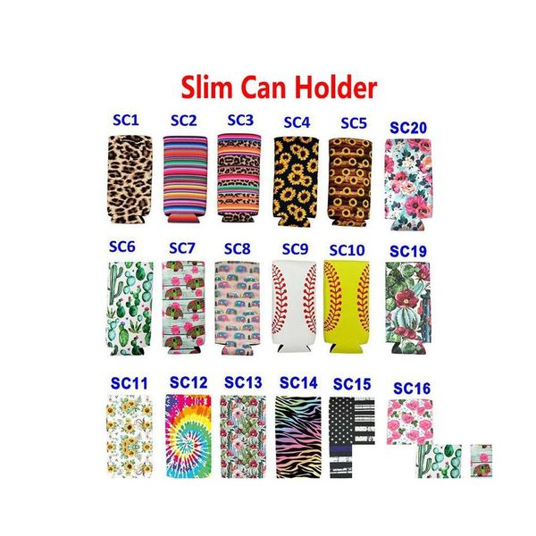 Party Favor 12Oz Slim Can Sleeves Porte-boissons Néoprène Insated Bag Case Pouch Drop Delivery Home Garden Festive Supplies Event Dhper