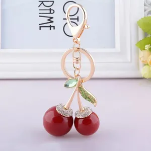 Party Favor 12pcs / lot en alliage en alliage en alliage en alliage en alliage Red Cherry Keychain Handchain Handbag Purser Favors for Bridal Showers Birthday Gift